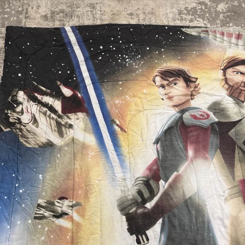 Star Wars Clone Wars Full Size Comforter Blanket Double Sided Yoda Ahsoka Anakin